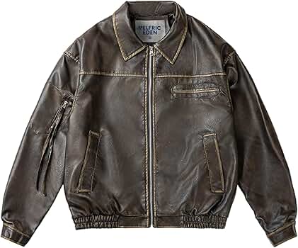 【Aelfric Eden】フェイクレザー クロップ ジャケット Aelfric Eden Embroidery Fold-Over Faux Leather Jacket